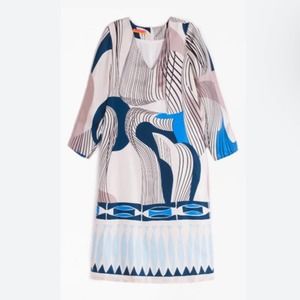 Vilagallo Doris Blue Multicolor Abstract Print Silk Dress Size  EU 42 |  US 10